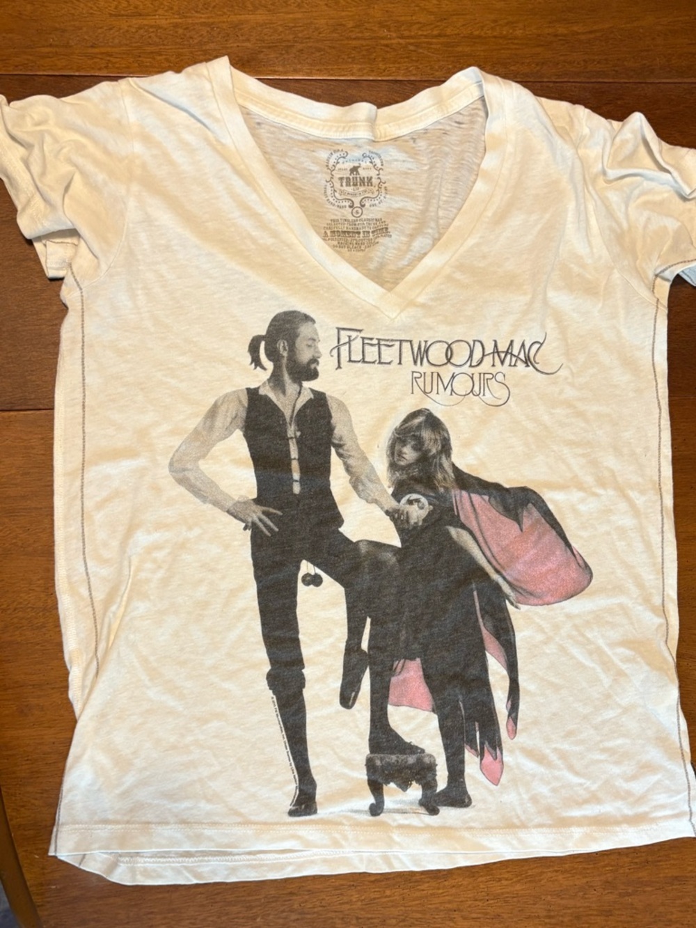 Modcloth Fleetwood Mac 'Rumours' V-Neck Tee - White with Black & Pink Graphic